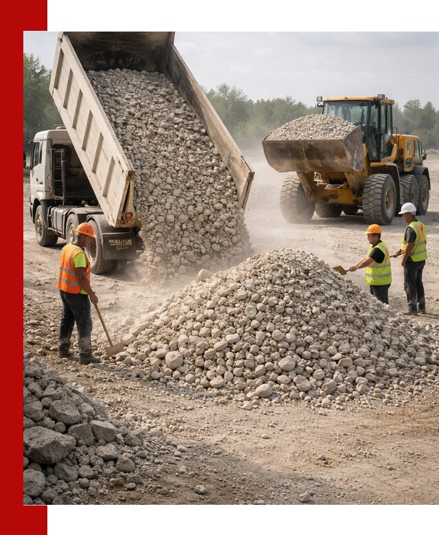 Доставка известнякового щебня фр. 40-70 в Ирбите
