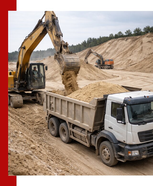 Доставка карьерного песка с самосвалами и разгрузкой в Ирбите