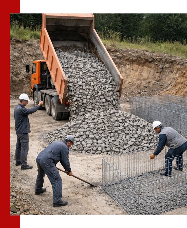 Камень для габионов с доставкой в Ирбите быстро и надёжно