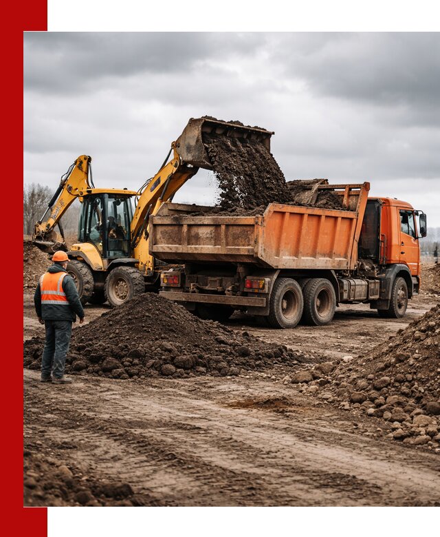 Вывоз грунта и строительного мусора в Ирбите грузовыми самосвалами