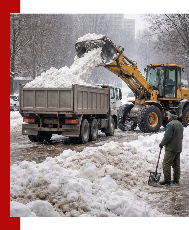 Вывоз снега грузовой техникой в Ирбите оперативно и чисто
