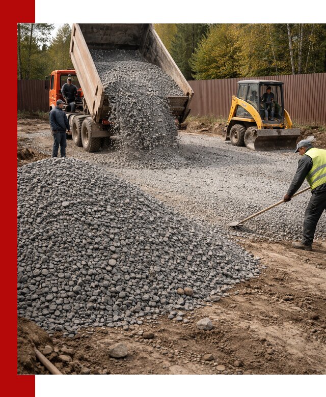 Отсыпка участка щебнем с доставкой и уплотнением в Ирбите